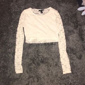 Lace long sleeve crop top